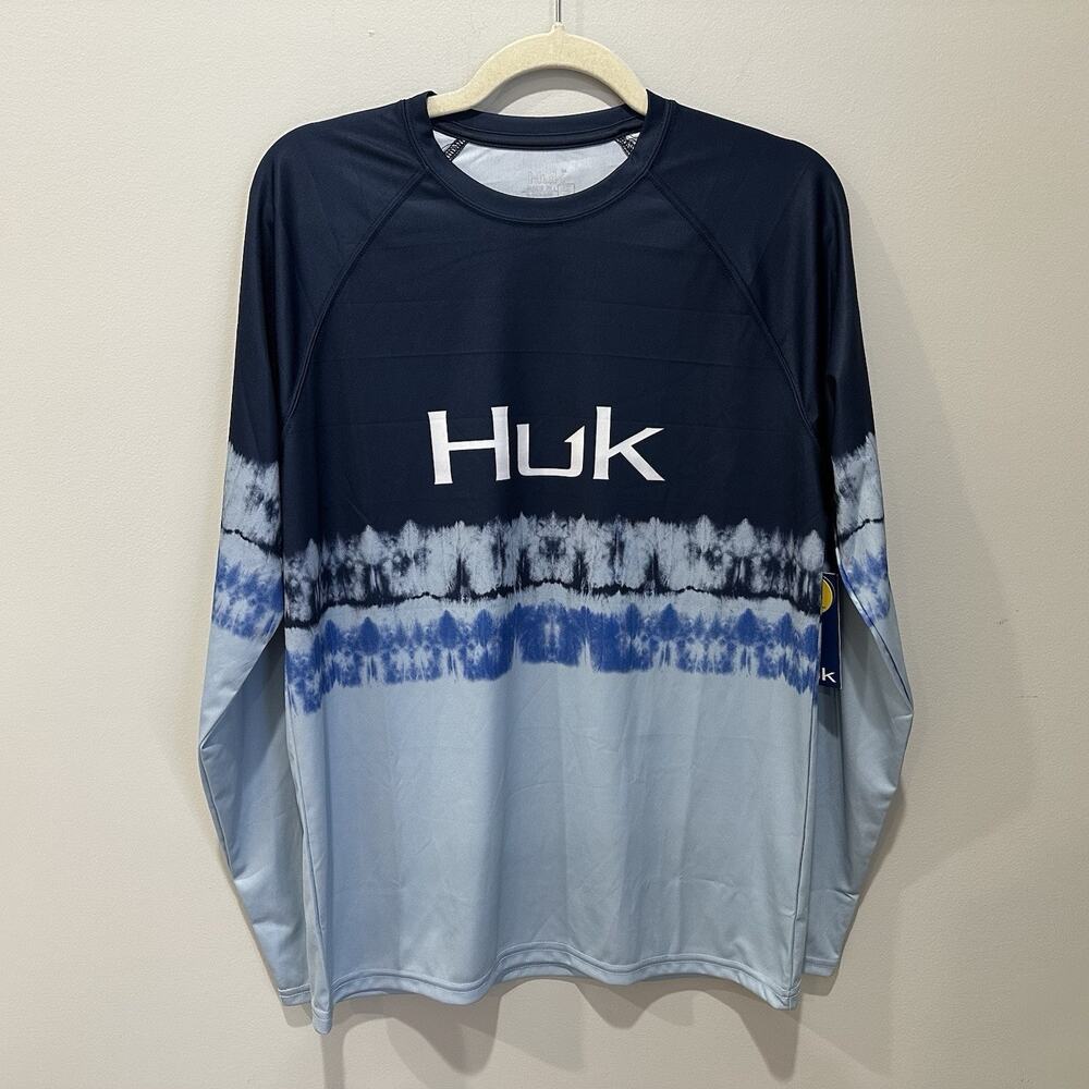 HUK Fishing Shirt Mens Small Blue Performance Base Layer Lightweight Stretch NWT